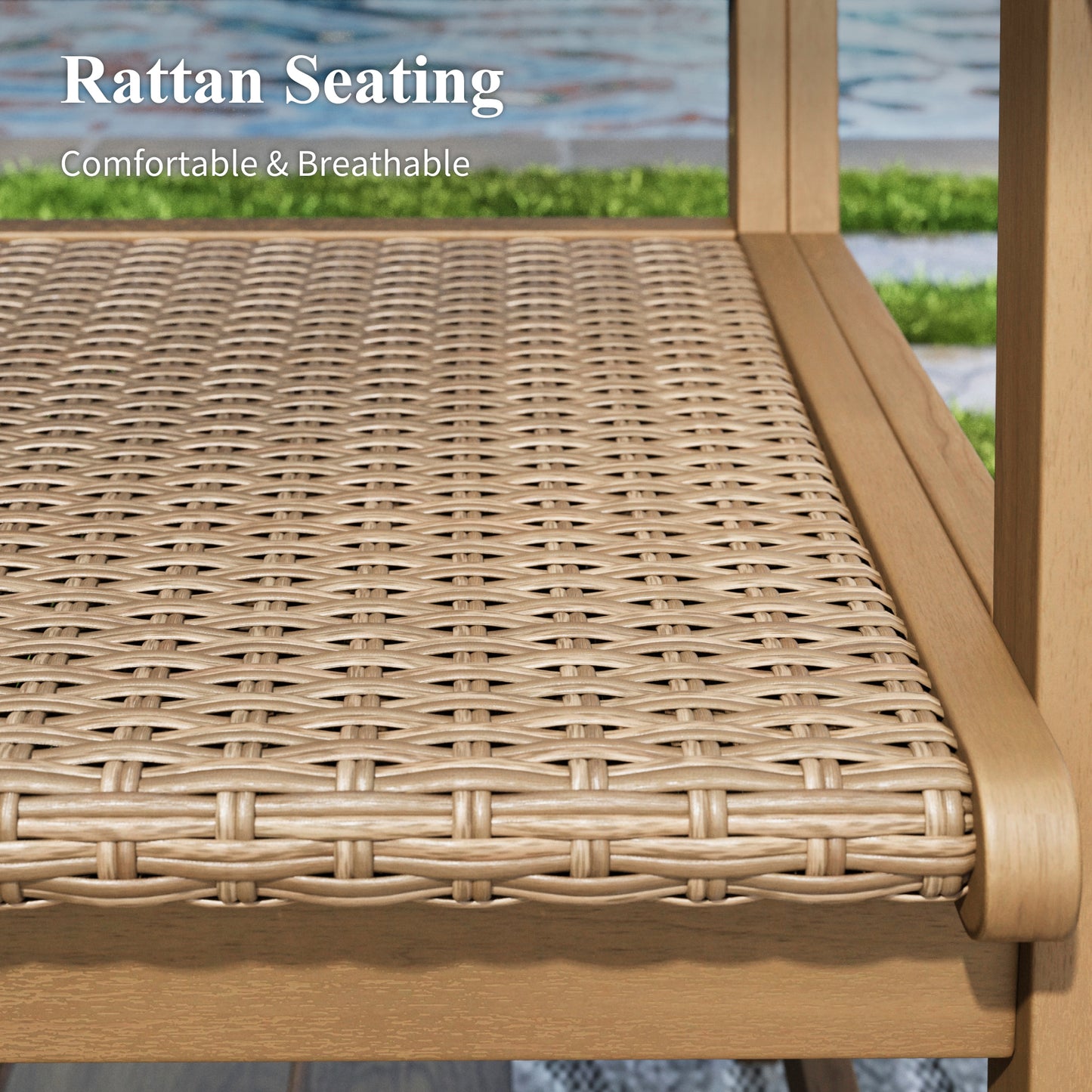 Captiva Designs 9 件套露台户外木质餐桌椅套装，配有 8 把藤椅和 1 张相思木长方形桌子