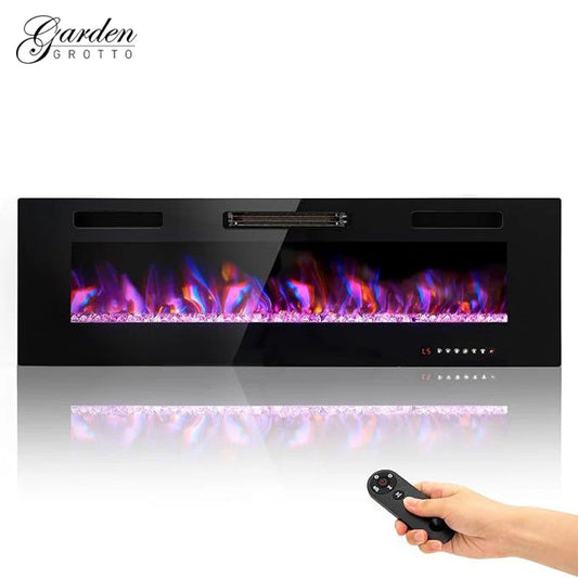 Garden Grotto 60" Ultra-thin Insert Wall Mounted & Recessed Electric Fireplace with Remote Control & Touch Screen, 750/1500W