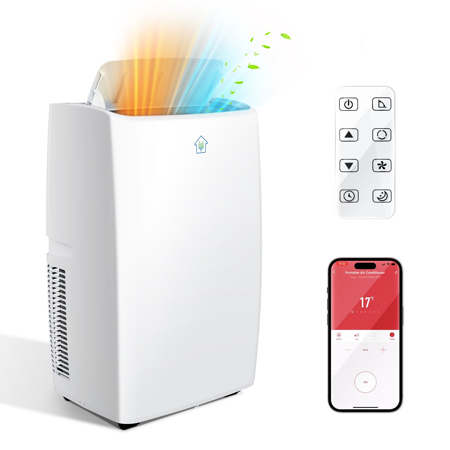 Captiva Designs Portable Air Conditioner Smart Quiet AC Unit with App and Remote Control & 24H Timer