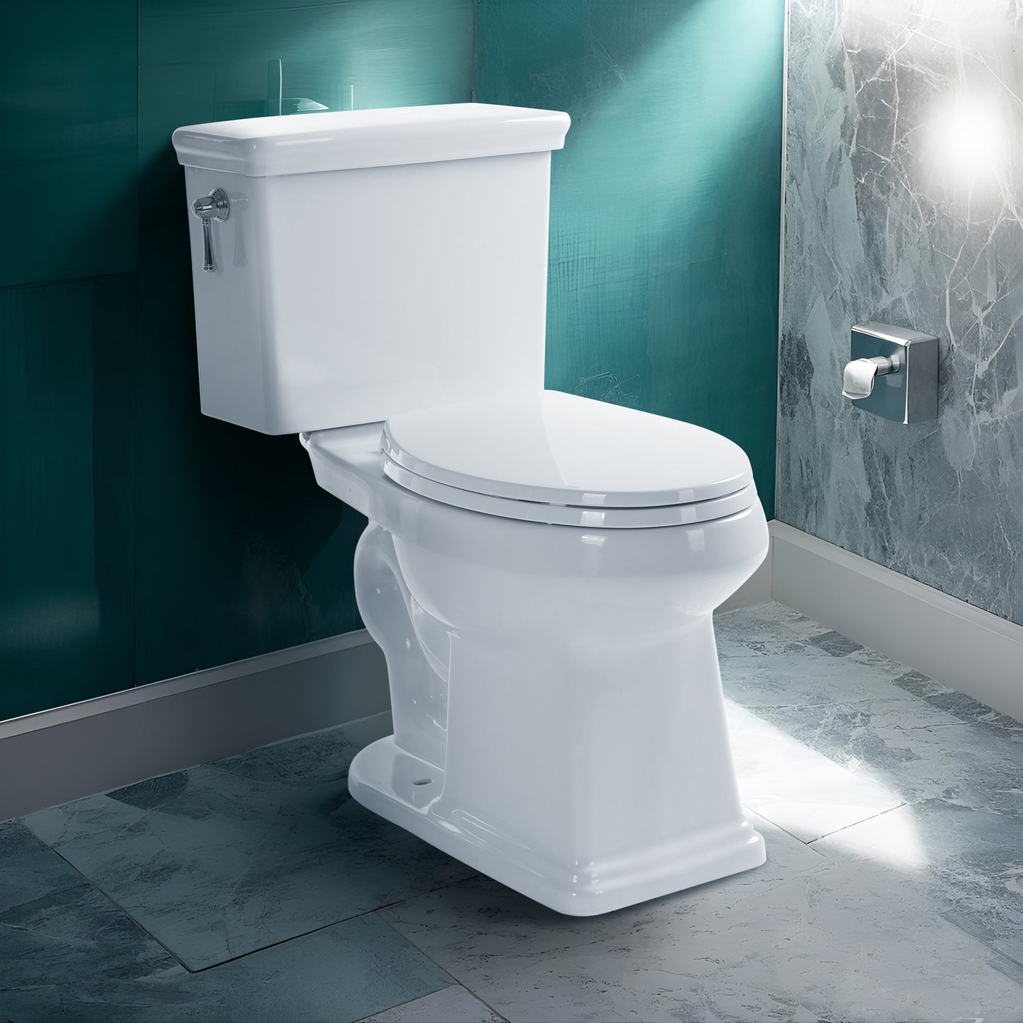 Captiva Designs Two-Pieces Elongated Toilet, Comfortable Height Toilet