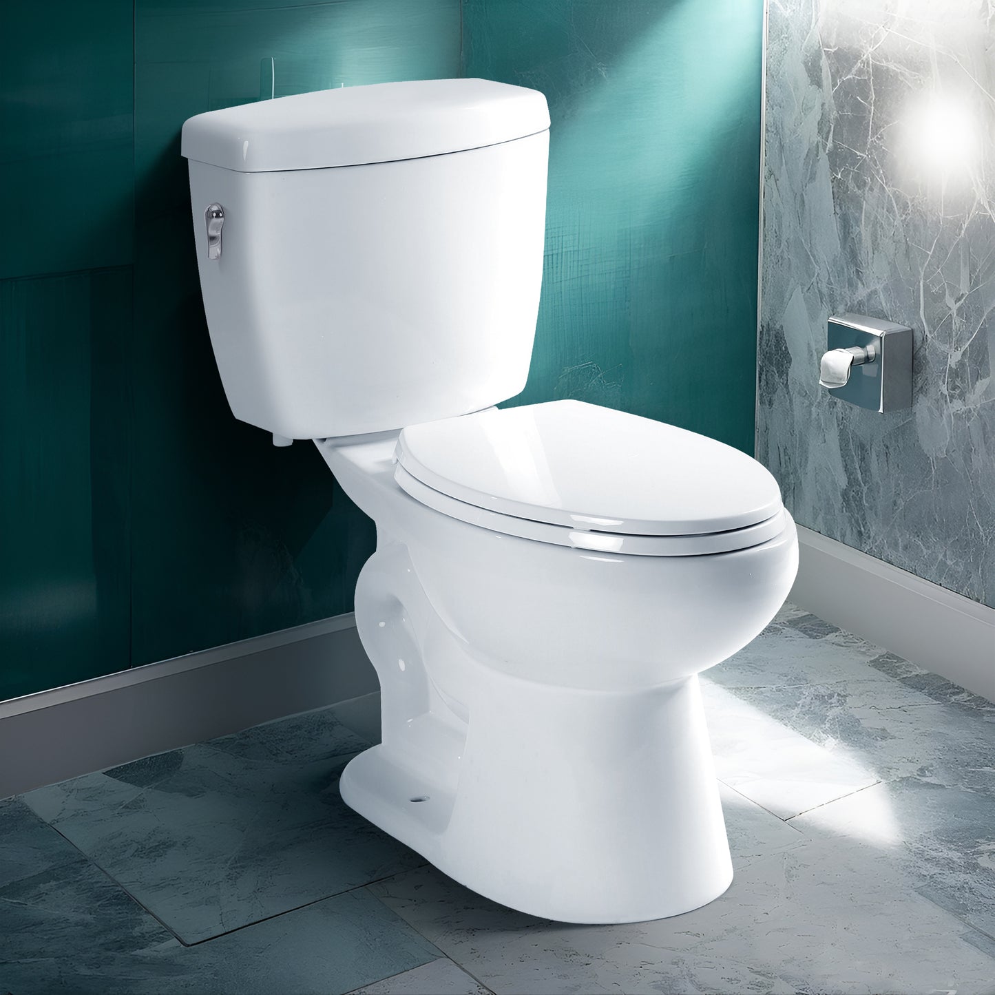 Captiva Designs Two-Pieces Elongated Toilet, Comfortable Height Toilet