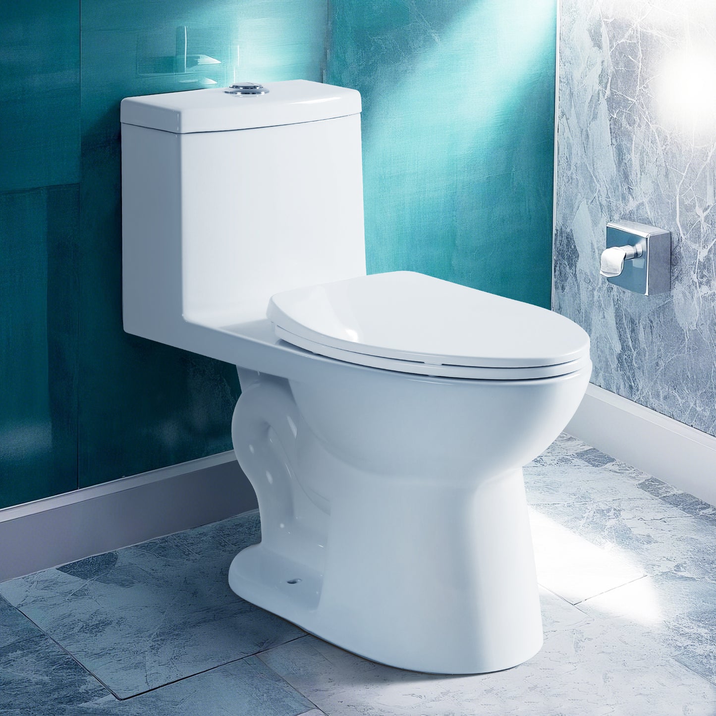 Captiva Designs Elongated Toilet with Comfortable ADA Height & Powerful Flush & Wider Trapway