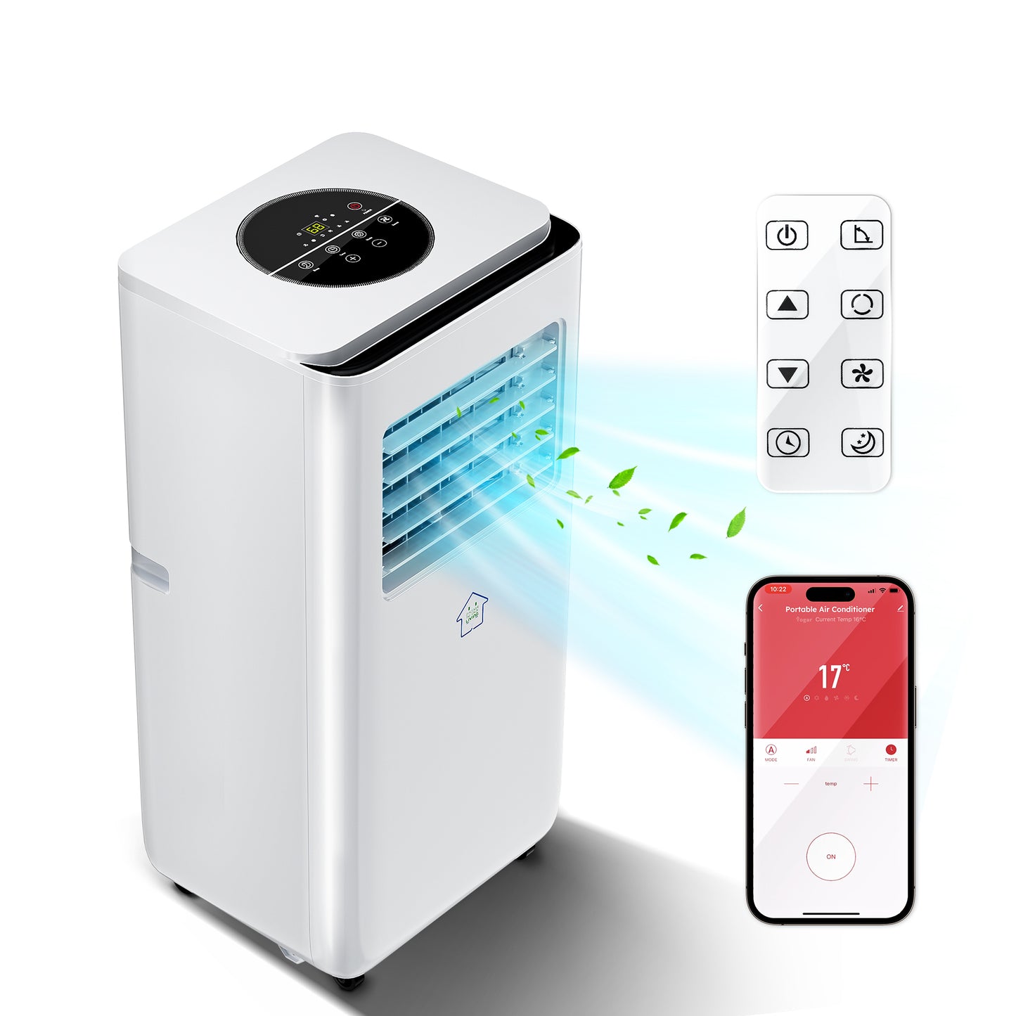 Captiva Designs Portable Air Conditioner Smart Quiet AC Unit with App and Remote Control & 24H Timer