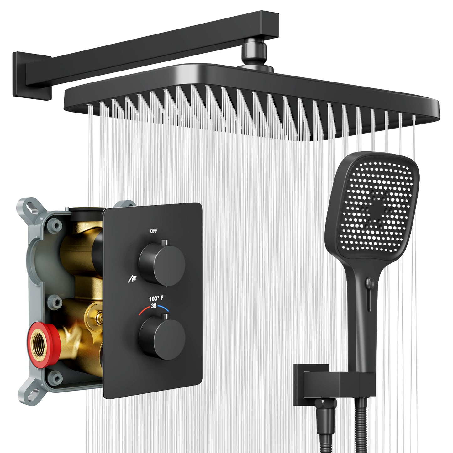 Captiva Designs Wall Mounted High Pressure Shower Head with Hand Shower