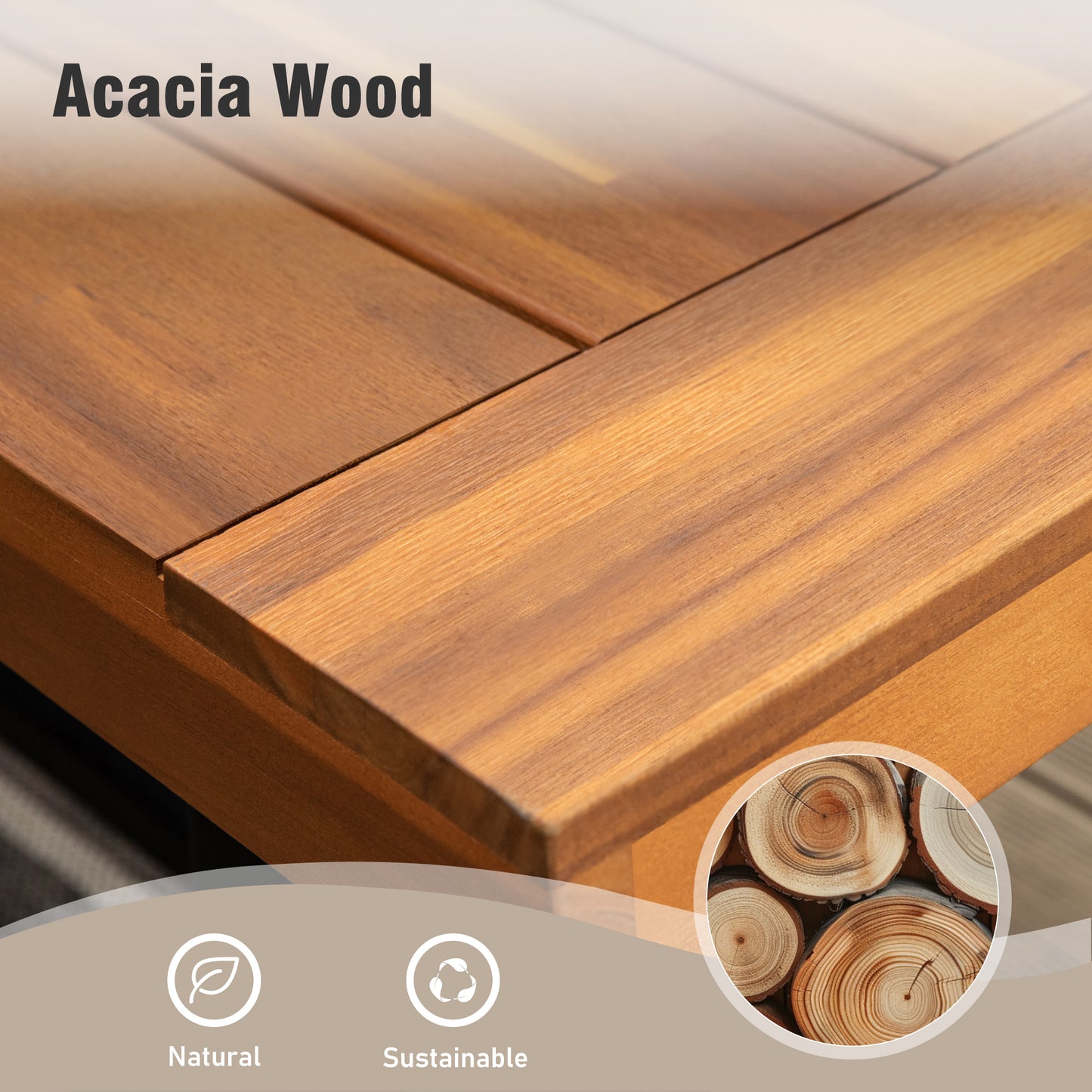 Captiva Designs Outdoor Patio Weatherproof Dining Long Narrow Garden Backless Acacia Wood Bench