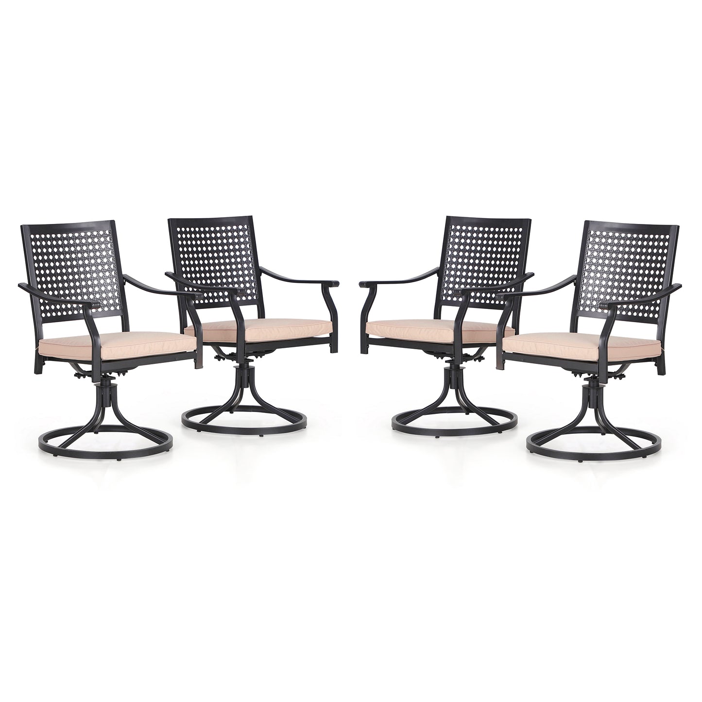 Captiva Designs Outdoor Patio Dining Swivel Steel Chairs with Thick Cushions