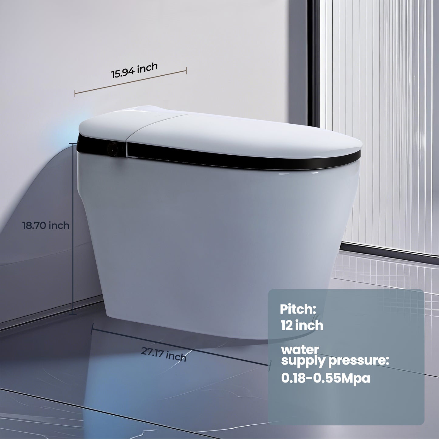 Captiva Designs Smart Bidet Toilet with Heated Seat & Remote Control
