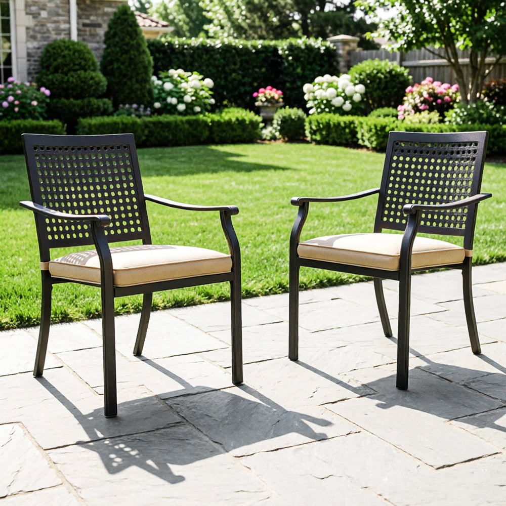 Captiva Designs 2pc Outdoor Patio Dining Chairs with Steel Frame and Ventilated Backs