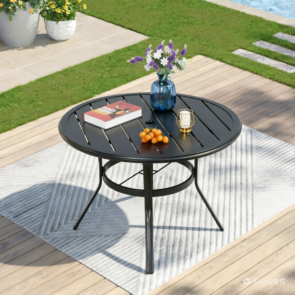Captiva Designs 1 件装露台餐厅板顶圆桌，带伞孔