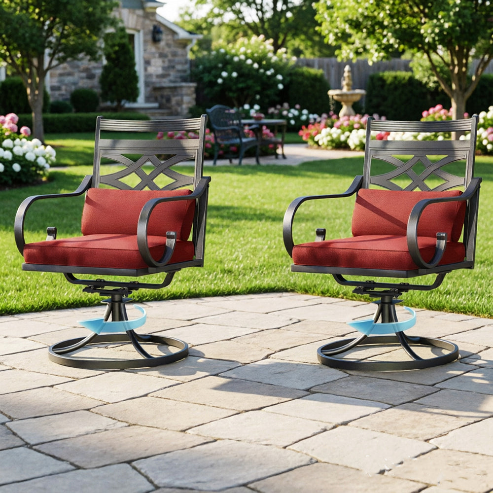 Captiva Designs Outdoor Patio Dining Floral Back Steel Chairs with Thick Seat & Back Cushion