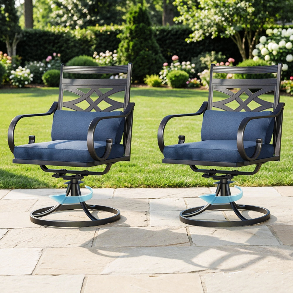 Captiva Designs Outdoor Patio Dining Floral Back Steel Chairs with Thick Seat & Back Cushion