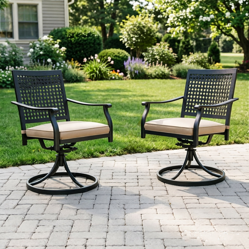 Captiva Designs 2pc Outdoor Patio Dining Chairs with Steel Frame and Ventilated Backs