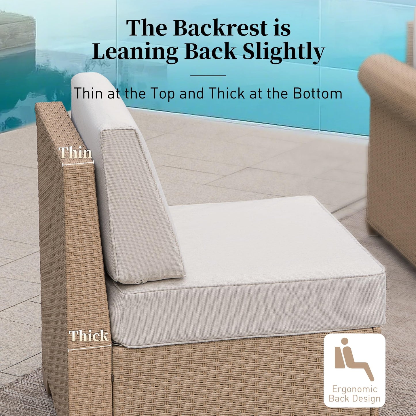 SUNSHINE VALLEY Patio Rattan loveseat, 2-Seat Wicker Rattan Sofa with 5.5" Thick Waterproof Cushions, All Weather Outdoor Conversation Set for Lawn Backyard Garden and Deck, Beige