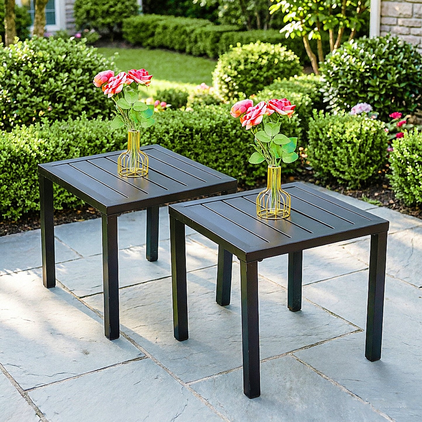 Captiva Designs Outdoor Patio Dining Table with Powder-coated Steel Frame