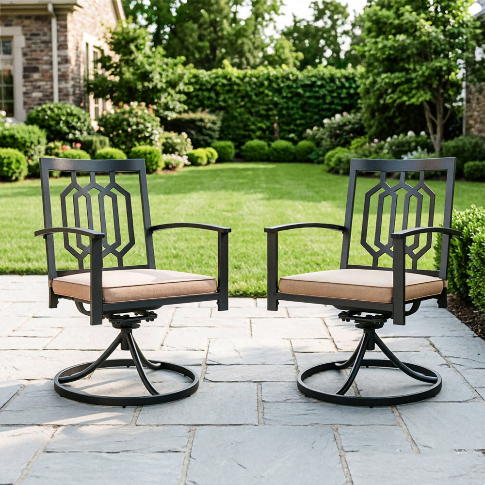 Captiva Designs 2pc Outdoor Patio Dining Chairs with Steel Frame and Ventilated Backs