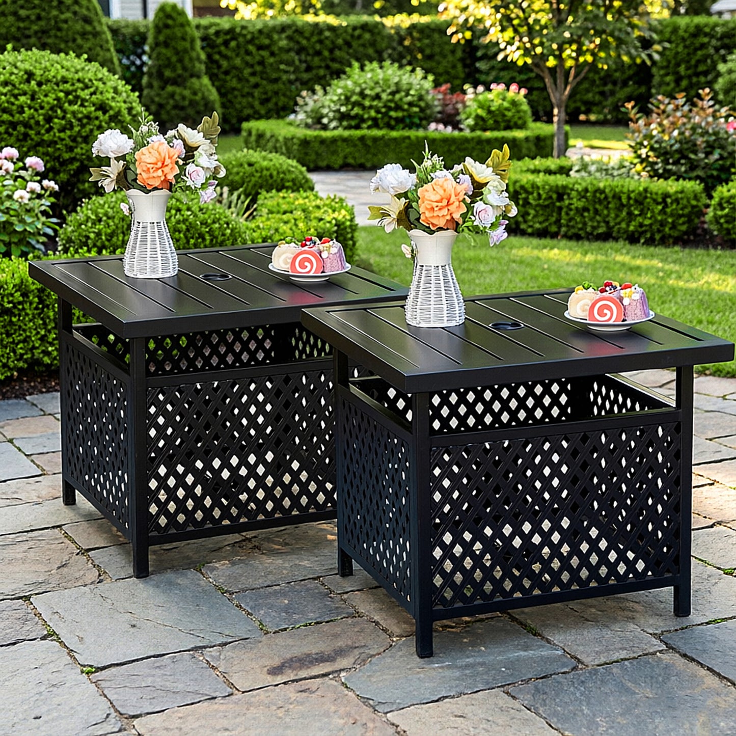Captiva Designs Outdoor Patio Dining Table with Powder-coated Steel Frame