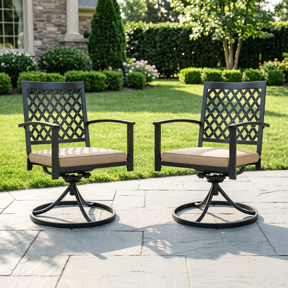 Captiva Designs 2pc Outdoor Patio Dining Chairs with Steel Frame and Ventilated Backs