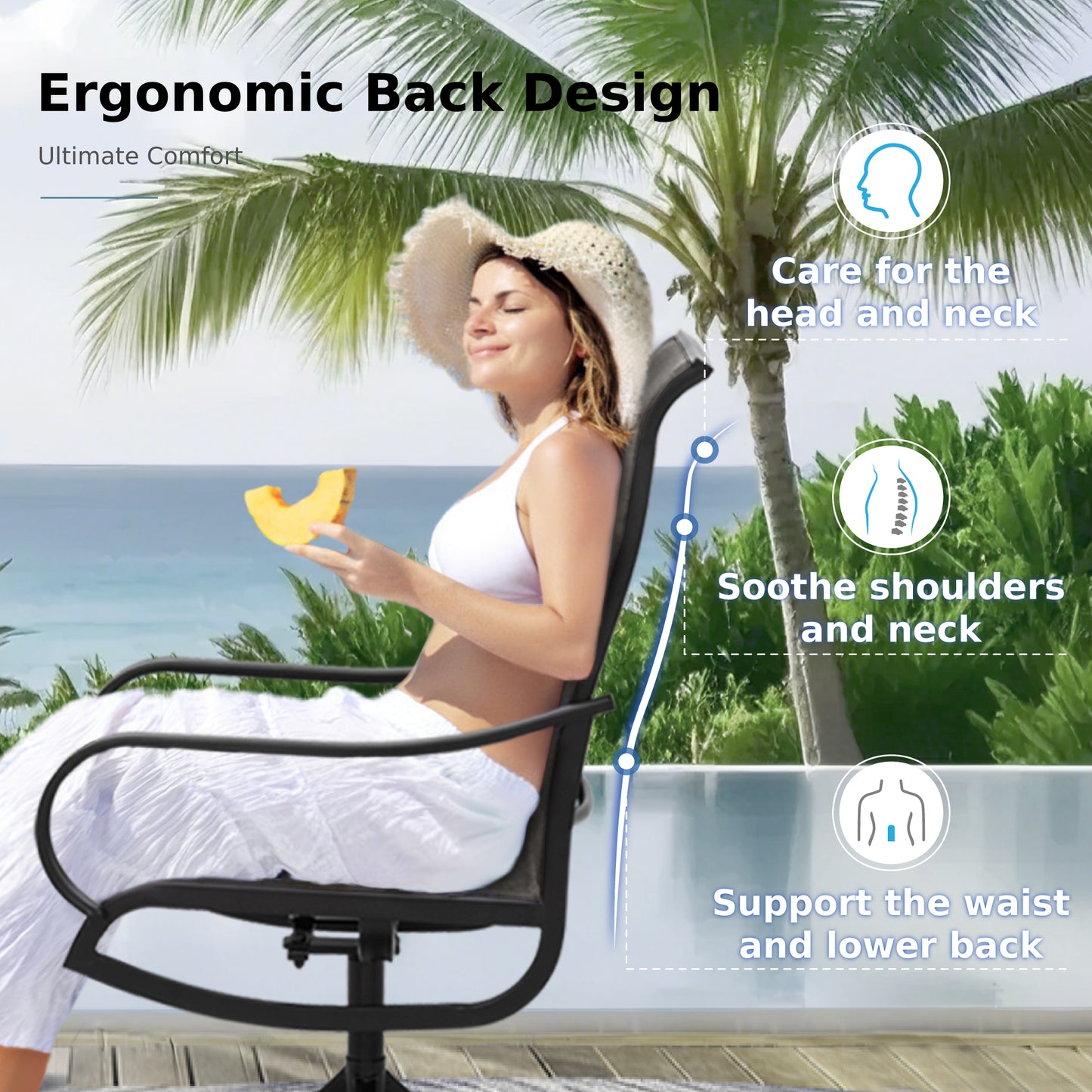 MFSTUDIO Patio Dining Set for 6, Patio Table and Chairs Set with Umbrella Hole, 7 Piece Outdoor Dining Set for Deck Backyard Garden