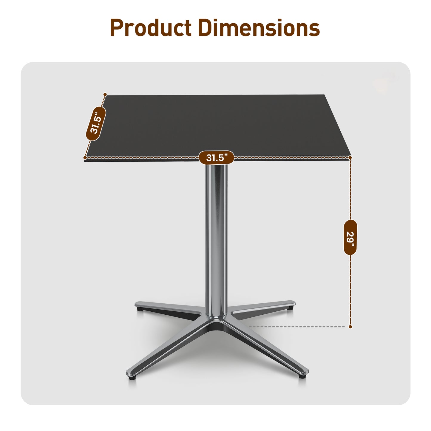 Captiva Designs 1pc Outdoor Patio Steel Dining Table with Sturdy Pedestal Base and X-Shaped Legs